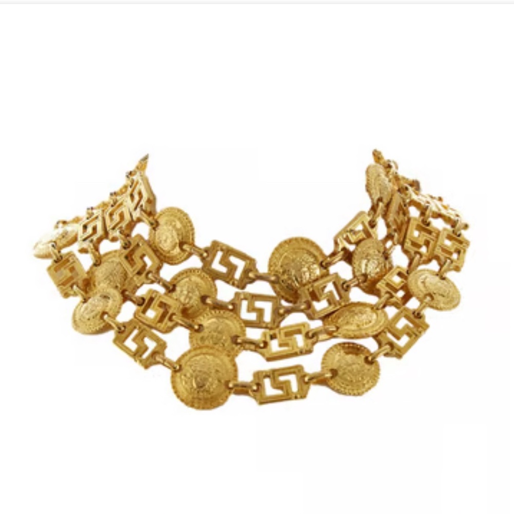 Versace Gold Medusa Logo‎ Layered Chain Choker